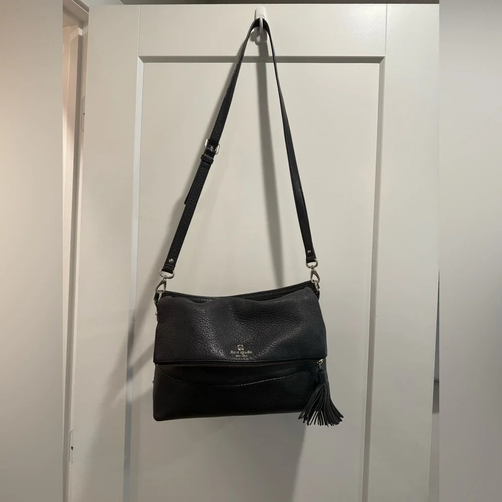 Kate Spade Large Maria Southport Avenue Black Leather‎ Cross Body